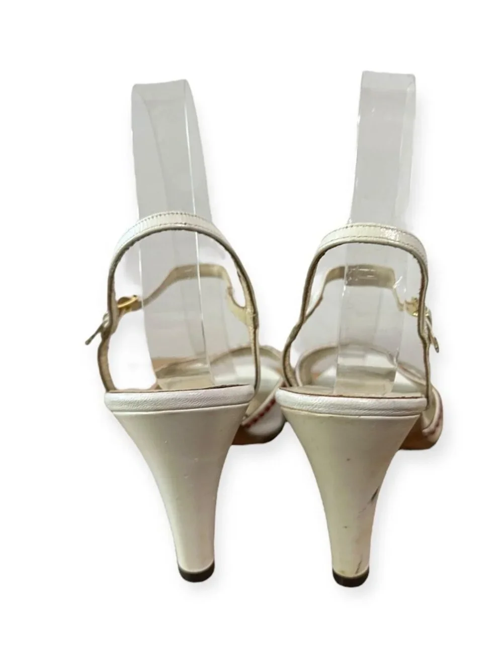 Vintage Joseph Larose High Heel Leather Sandal  with  Ric Rac tape, Size 9